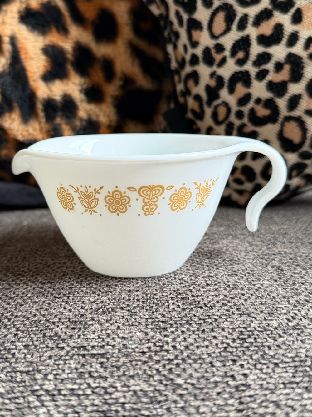Corelle White creamer cup with butterfly and flower motif